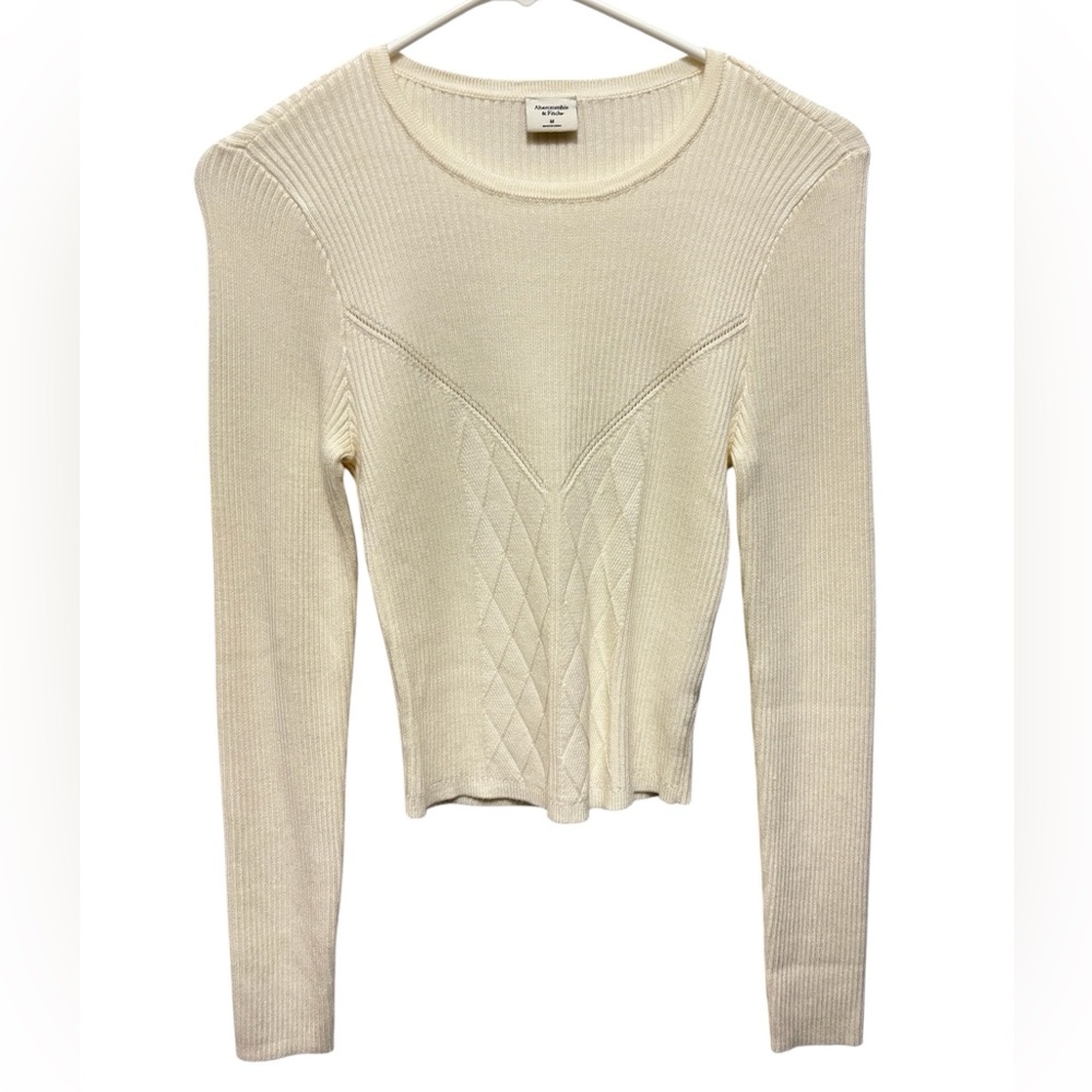Cream Ribbed Knit Sweater